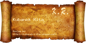 Kubanek Rita névjegykártya